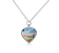 RLDOBOFE Nile River And Giraffe Pet Cremation Necklaces for Ashes Personalized Pet Ashes Jewelry Heart Shaped Urn Pendant Custom Memorial Funeral Keepsake for Loss Dogs Cats