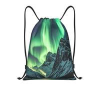 RLDOBOFE Northern Lights Drawstring Backpack Sports Gym Sackpack Waterproof Swim Bag Men Women Draw String Bag, Black, M