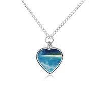 RLDOBOFE Ocean Beach Theme Cremation Jewelry for Ashes Heart Urn Necklaces Personalized Memorial Necklace Dog Cat Keepsake Pendant Custom Small Locket Ash Holder for Women Men