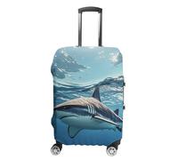 RLDOBOFE Ocean Sea Animal Shark Travel Luggage Cover Anti Scratch Suitcase Protector Washable Elastic Baggage Cover, white, L, Stylish