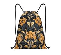 RLDOBOFE Old Style Flowers Drawstring Backpack Sports Gym Sackpack Waterproof Swim Bag Men Women Draw String Bag, Black, M