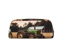 RLDOBOFE Old Tractor Photo Farm print Pencil Bag waterproof Zipper Pencil Case Leather Pen Box Cosmetic Bag For Office Pencil