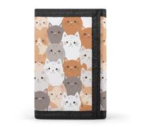 RLDOBOFE Orange Cats Trifold Wallet Minimalist Mens Wallet with Key Hook 8 Card Slots Modern Stylish Polyester Security Wallets Fashion Slim Credit Card Holder Id Window