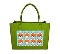 RLDOBOFE Orange Fox Stripes Felt Tote Bag Reusable Foldable Grocery Bag Versatile Large Capacity Commuter Handbag, Light Green, One Size