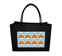 RLDOBOFE Orange Fox Stripes Felt Tote Bag Reusable Foldable Grocery Bag Versatile Large Capacity Commuter Handbag, Black, One Size