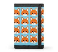 RLDOBOFE Orange Fox Stripes Trifold Wallet Minimalist Mens Wallet with Key Hook 8 Card Slots Modern Stylish Polyester Security Wallets Fashion Slim Credit Card Holder Id Window