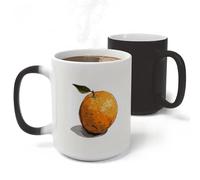 RLDOBOFE Orange Hand Drawn Ceramic Color Changing Mug Heat Transforming Activated Mug 11 Oz Heat Changing Sensitive Tea Cup Magic Novelty Coffee Cup Drinkware Home Kitchen Gift