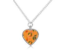 RLDOBOFE Orange Mango Pattern Cremation Jewelry for Ashes Heart Urn Necklaces Personalized Memorial Necklace Dog Cat Keepsake Pendant Custom Small Locket Ash Holder for Women Men