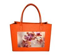RLDOBOFE Orchid on Background Felt Tote Bag Reusable Kitchen Grocery Bag Versatile Large Capacity Commuter Handbags, Fruit Orange, One Size