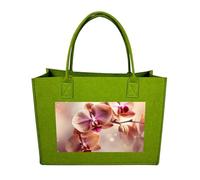 RLDOBOFE Orchid on Background Felt Tote Bag Reusable Kitchen Grocery Bag Versatile Large Capacity Commuter Handbags, Light Green, One Size