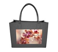 RLDOBOFE Orchid on Background Felt Tote Bag Reusable Kitchen Grocery Bag Versatile Large Capacity Commuter Handbags, Dark Gray, One Size