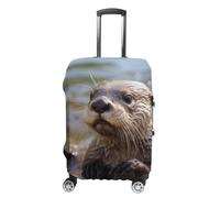 RLDOBOFE Otter Playing In The Water Baggage Cover for Travel, Washable Suitcase Covers for Home, Dustproof Luggage Protector Skins with Zippers, Protector Anti Scratch, Luggage Covers, white, L
