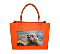 RLDOBOFE Otter Playing In The Water Felt Tote Bag Reusable Kitchen Grocery Bag Versatile Large Capacity Commuter Handbags, Fruit Orange, One Size