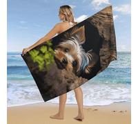 RLDOBOFE Over Sized 63" X 31" A Yorkshire Terrier Nestled in A Hole Beach Towel Soft Pool Towels Quick Dry Sand Free Beach Towel Blanket Essentials Accessories Towels for Travel Bath Camping Adults