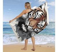 RLDOBOFE Over Sized 63" X 31" Black and White Tiger Beach Towel Soft Pool Towels Quick Dry Sand Free Beach Towel Blanket Essentials Accessories Towels for Travel Bath Camping Adults