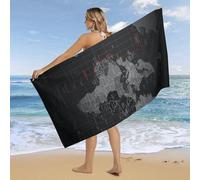 RLDOBOFE Over Sized 63" X 31" Black World Map Beach Towel Soft Pool Towels Quick Dry Sand Free Beach Towel Blanket Essentials Accessories Towels for Travel Bath Camping Adults