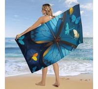 RLDOBOFE Over Sized 63" X 31" Blue Butterfly Pattern Beach Towel Soft Pool Towels Quick Dry Sand Free Beach Towel Blanket Essentials Accessories Towels for Travel Bath Camping Adults