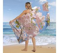 RLDOBOFE Over Sized 63" X 31" Cherry Blossom Beach Towel Soft Pool Towels Quick Dry Sand Free Beach Towel Blanket Essentials Accessories Towels for Travel Bath Camping Adults