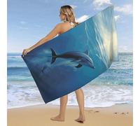 RLDOBOFE Over Sized 63" X 31" Dolphin in The Ocean Beach Towel Soft Pool Towels Quick Dry Sand Free Beach Towel Blanket Essentials Accessories Towels for Travel Bath Camping Adults