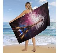 RLDOBOFE Over Sized 63" X 31" Eiffel Tower Fireworks Beach Towel Soft Pool Towels Quick Dry Sand Free Beach Towel Blanket Essentials Accessories Towels for Travel Bath Camping Adults
