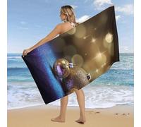 RLDOBOFE Over Sized 63" X 31" Golden Glitter Christmas Beach Towel Soft Pool Towels Quick Dry Sand Free Beach Towel Blanket Essentials Accessories Towels for Travel Bath Camping Adults