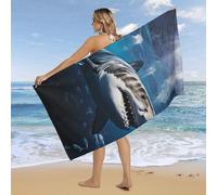 RLDOBOFE Over Sized 63" X 31" Great White Shark Beach Towel Soft Pool Towels Quick Dry Sand Free Beach Towel Blanket Essentials Accessories Towels for Travel Bath Camping Adults