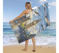 RLDOBOFE Over Sized 63" X 31" Hand-Painted City Beach Towel Soft Pool Towels Quick Dry Sand Free Beach Towel Blanket Essentials Accessories Towels for Travel Bath Camping Adults