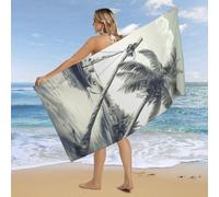 RLDOBOFE Over Sized 63" X 31" Palm Trees Fishing Boat Beach Towel Soft Pool Towels Quick Dry Sand Free Beach Towel Blanket Essentials Accessories Towels for Travel Bath Camping Adults