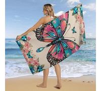 RLDOBOFE Over Sized 63" X 31" Rhinestone Butterfly Beach Towel Soft Pool Towels Quick Dry Sand Free Beach Towel Blanket Essentials Accessories Towels for Travel Bath Camping Adults
