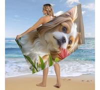 RLDOBOFE Over Sized 63" X 31" Shih Tzu Dog and Flowers Beach Towel Soft Pool Towels Quick Dry Sand Free Beach Towel Blanket Essentials Accessories Towels for Travel Bath Camping Adults