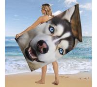 RLDOBOFE Over Sized 63" X 31" Stupid Husky Dog Beach Towel Soft Pool Towels Quick Dry Sand Free Beach Towel Blanket Essentials Accessories Towels for Travel Bath Camping Adults