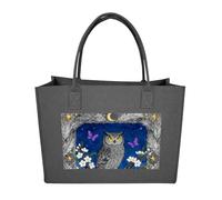 RLDOBOFE Owl Oak Berry Felt Tote Bag Reusable Kitchen Grocery Bag Versatile Large Capacity Commuter Handbags, Dark Gray, One Size