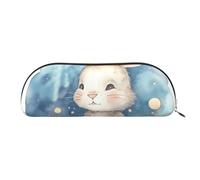RLDOBOFE Painted Rabbit Pencil Pouch Leather,Small Pen Bags With Zipper For Pencils,Pens,Markers,Makeups,Change,Coins
