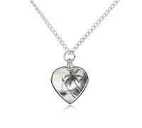 RLDOBOFE Palm Trees Fishing Boat Urn Necklace Heart Cremation Jewelry for Ashes Memorial Keepsake Jewelry with Funnel Filler Urn Locket for Women Men to Hold Ashes of Pet Loved Ones