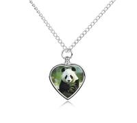 RLDOBOFE Panda Cremation Jewelry for Ashes Heart Urn Necklaces Personalized Memorial Necklace Dog Cat Keepsake Pendant Custom Small Locket Ash Holder for Women Men