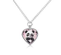 RLDOBOFE Panda Star Cremation Jewelry for Ashes Heart Urn Necklaces Personalized Memorial Necklace Dog Cat Keepsake Pendant Custom Small Locket Ash Holder for Women Men
