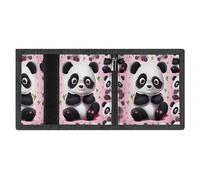 RLDOBOFE Panda Star Trifold Wallet Minimalist Mens Wallet with Key Hook 8 Card Slots Modern Stylish Polyester Security Wallets Fashion Slim Credit Card Holder Id Window