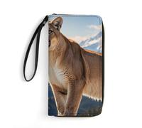 RLDOBOFE Panther & Mountain Lion PU Leather Wallet with Rope, Zip Multi-Layer Pocket Card Holder, Small Purse for Men And Women