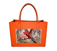 RLDOBOFE Parrot Flower Felt Tote Bag Reusable Foldable Grocery Bag Versatile Large Capacity Commuter Handbag, Fruit Orange, One Size