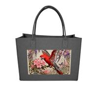 RLDOBOFE Parrot Flower Felt Tote Bag Reusable Foldable Grocery Bag Versatile Large Capacity Commuter Handbag, Dark Gray, One Size