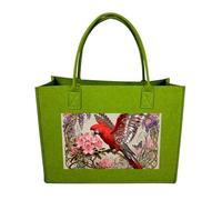 RLDOBOFE Parrot Flower Felt Tote Bag Reusable Foldable Grocery Bag Versatile Large Capacity Commuter Handbag, Light Green, One Size