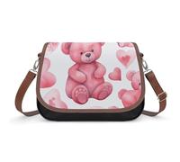 RLDOBOFE Peach Style Bear Crossbody Bags for Women Vegan Leather Handbags with Adjustable Strap Trendy Medium Shoulder Bag Lightweight Travel Saddle Bag Little Purse Wallet