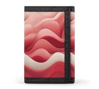 RLDOBOFE Peach Waves Trifold Wallet Minimalist Mens Wallet with Key Hook 8 Card Slots Modern Stylish Polyester Security Wallets Fashion Slim Credit Card Holder Id Window