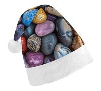 RLDOBOFE Pebbles And Rocks Christmas Hat Classic Santa Claus Hat with Plush Trim for New Year Xmas Party Supply