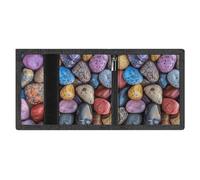 RLDOBOFE Pebbles And Rocks Trifold Wallet Minimalist Mens Wallet with Key Hook 8 Card Slots Modern Stylish Polyester Security Wallets Fashion Slim Credit Card Holder Id Window