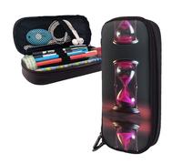 RLDOBOFE Pencil Case Large Capacity Pencil Pouch Aesthetic Pen Bag Office Stationery Organizer Leather Pen Holder Hourglass Representing Time Makeup Bags Pencil Case Box for Men Women Work Office