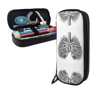 RLDOBOFE Pencil Case Large Capacity Pencil Pouch Aesthetic Pen Bag Office Stationery Organizer Leather Pen Holder Lungs Vector Image Makeup Bags Pencil Case Box for Men Women Work Office