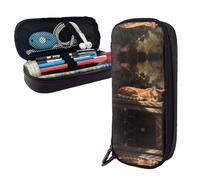 RLDOBOFE Pencil Case Large Capacity Pencil Pouch Aesthetic Pen Bag Office Stationery Organizer Leather Pen Holder Orange Cat Sleeping Makeup Bags Pencil Case Box for Men Women Work Office