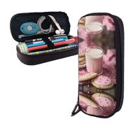 RLDOBOFE Pencil Case Large Capacity Pencil Pouch Aesthetic Pen Bag Office Stationery Organizer Leather Pen Holder Hot Milk and Biscuits Makeup Bags Pencil Case Box for Men Women Work Office