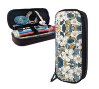 RLDOBOFE Pencil Case Large Capacity Pencil Pouch Aesthetic Pen Bag Office Stationery Organizer Leather Pen Holder White Cherry Blossoms Makeup Bags Pencil Case Box for Men Women Work Office